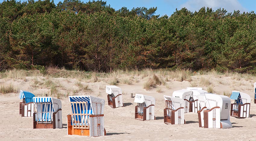 Strandkörbe am Strand von der Trassenheide auf Usedom